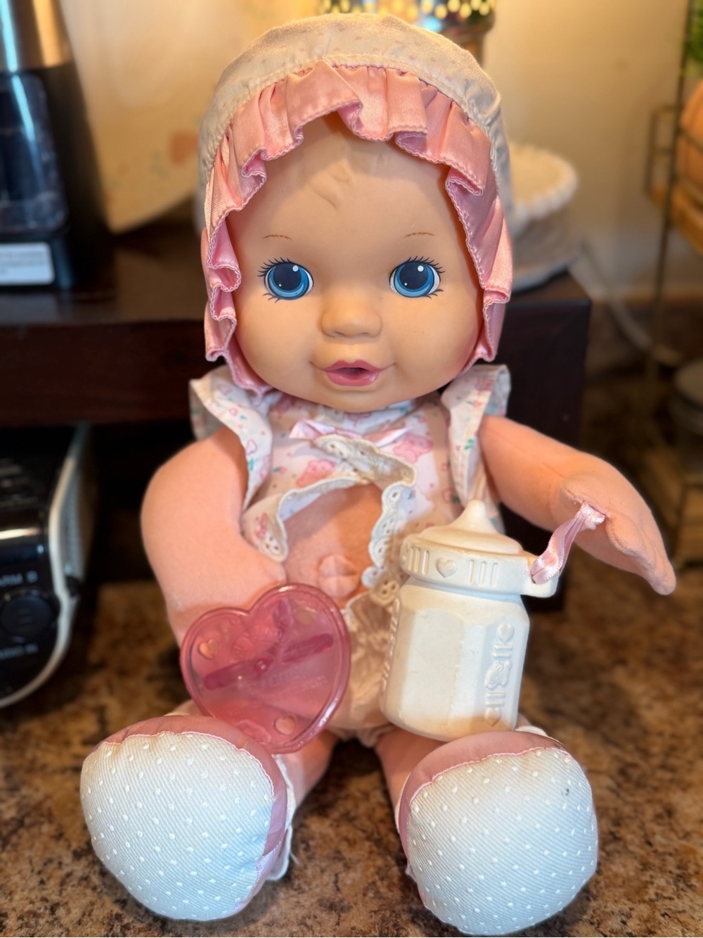 VINTAGE 1992? PLAYSKOOL FIRST SOFT BABY DOLL WITH PACIFIER & BOTTLE